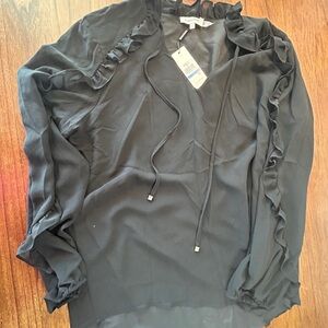 Calvin Klein Black Ruffled Blouse